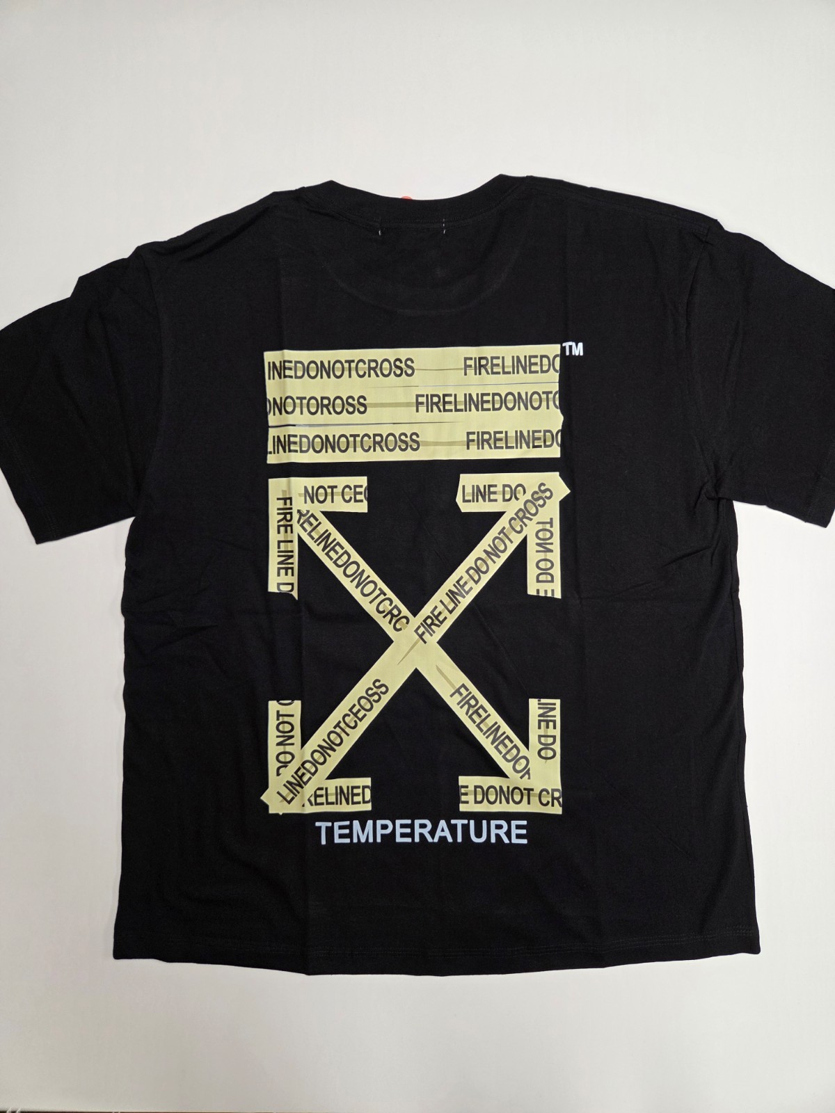 Off Wht Do Not Cross Temperature Black T-Shirt Regular Fit S/M/L/XL T41