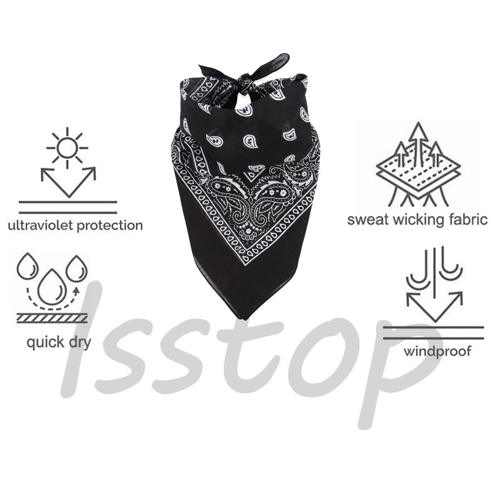 Bandana 100% Cotton Double Sided Print Paisley Cowboy Scarf Party Favor Headband