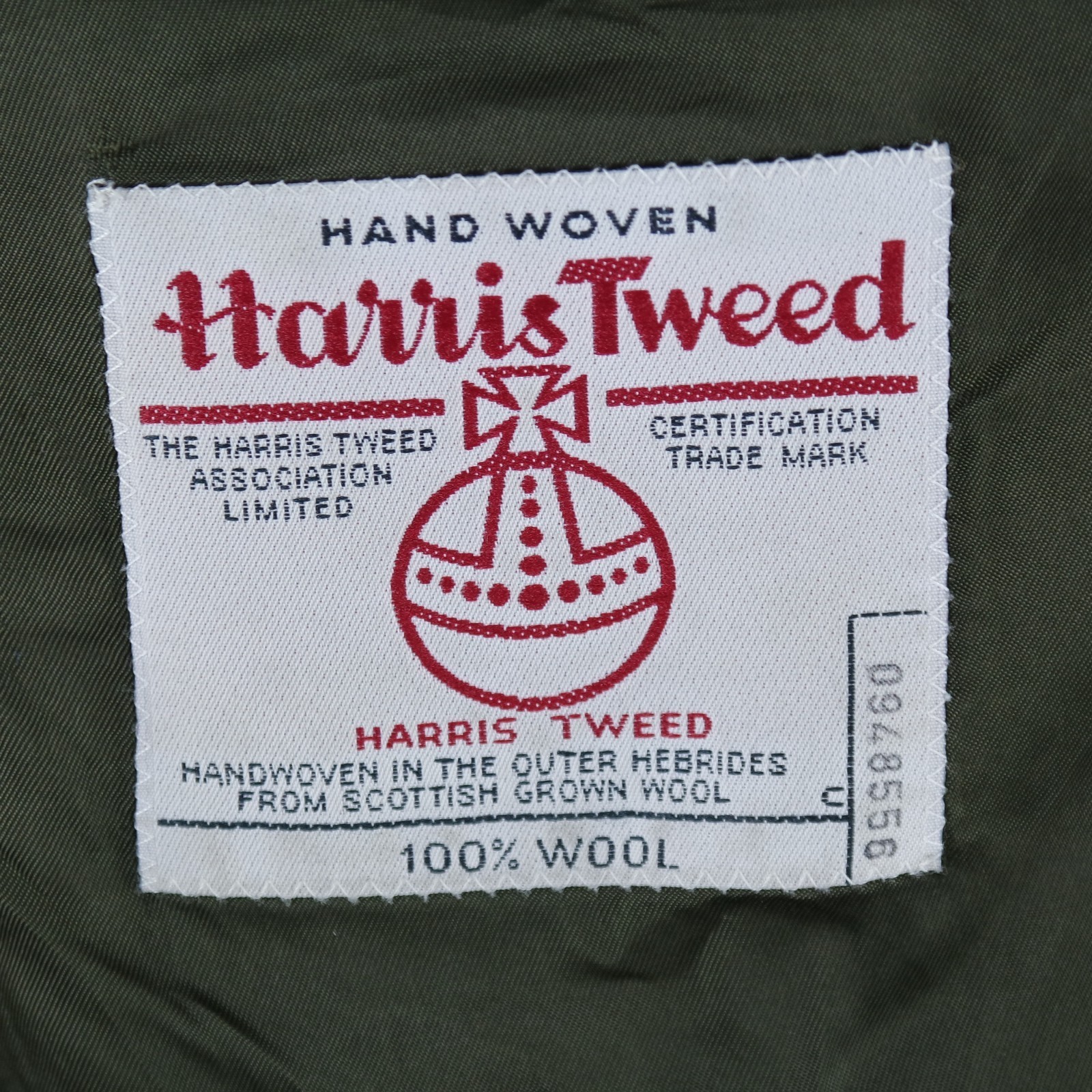 Mens Check HARRIS TWEED Jacket 50R US Size Dark Green Wool Sport Coat Blazer