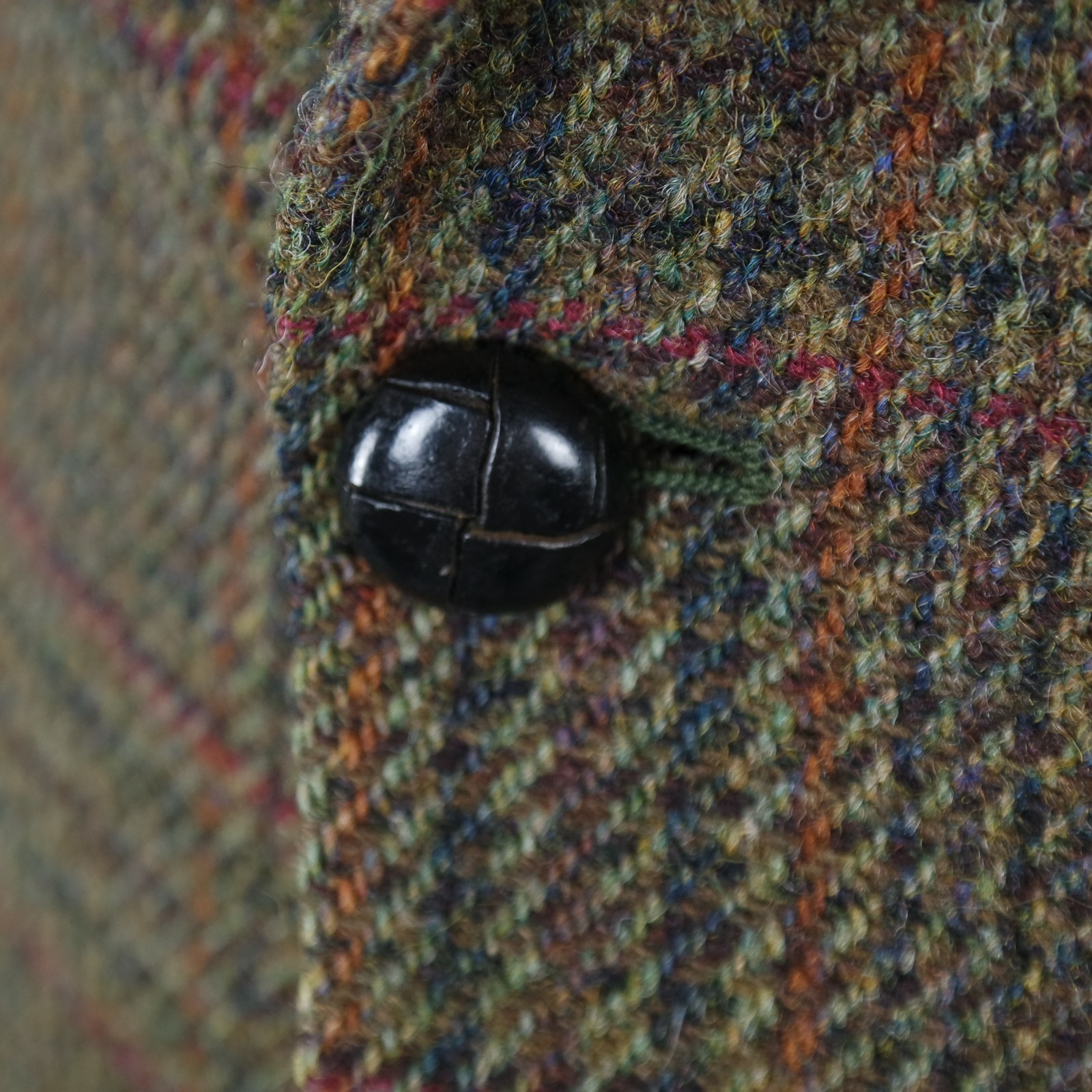 Mens Check HARRIS TWEED Jacket 50R US Size Dark Green Wool Sport Coat Blazer