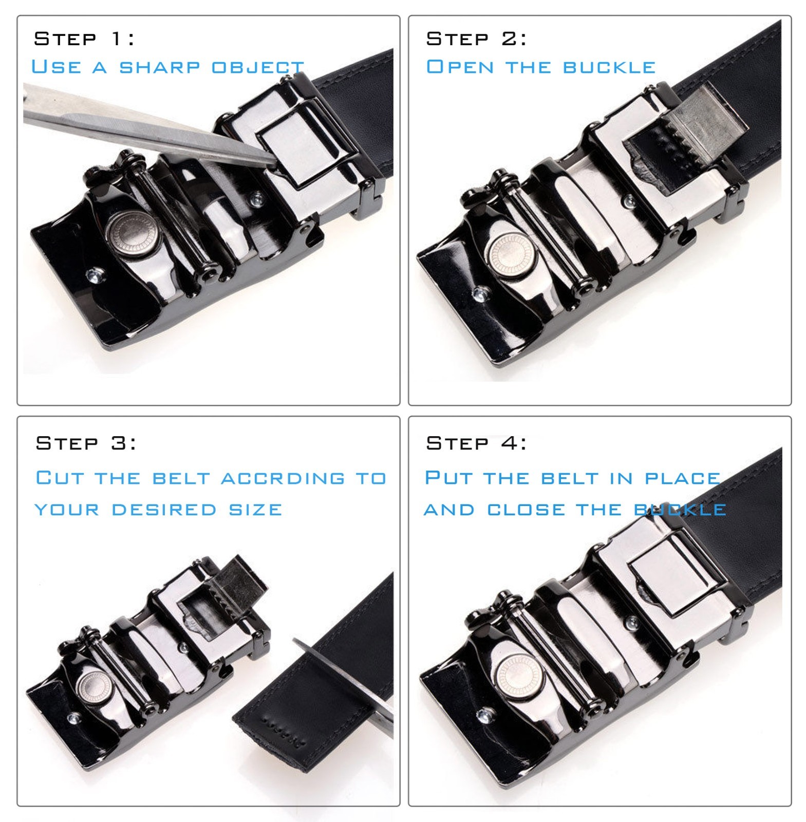 Genuine Real Leather Mens Ratchet Belt Belts For Men Adjustable Automatic Buckle