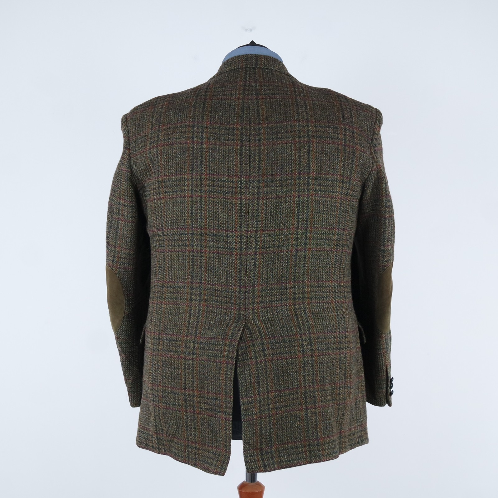Mens Check HARRIS TWEED Jacket 50R US Size Dark Green Wool Sport Coat Blazer