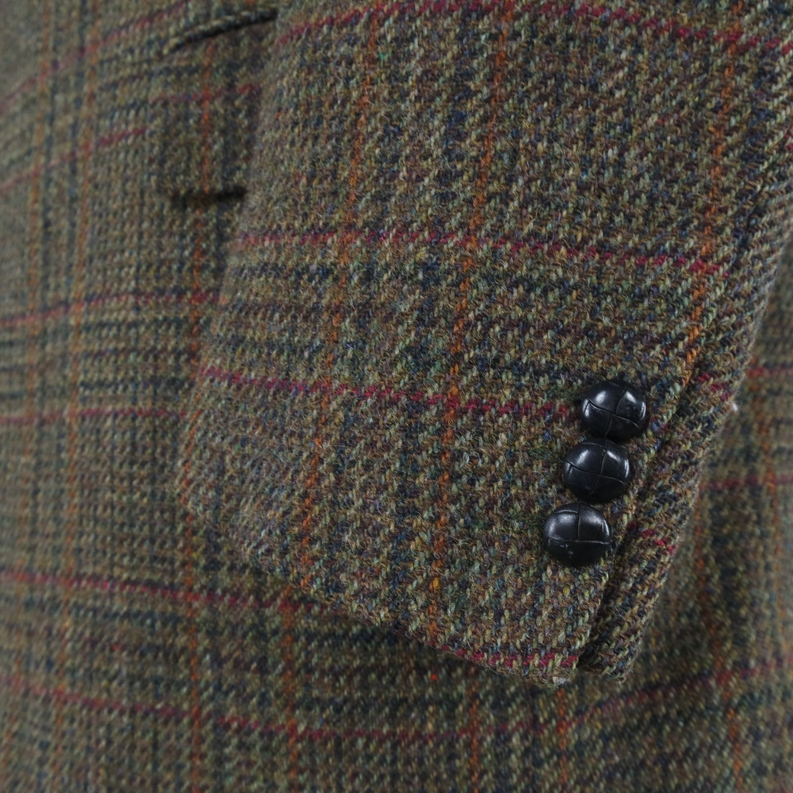 Mens Check HARRIS TWEED Jacket 50R US Size Dark Green Wool Sport Coat Blazer