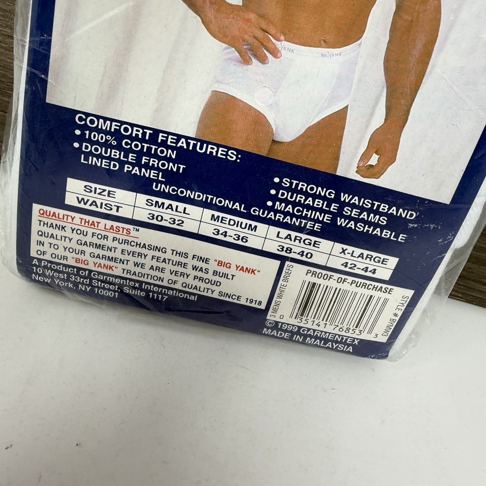 Vintage Big Yank Briefs Men Medium 34-36 White 100% Cotton 90s Tighty Whitey NOS